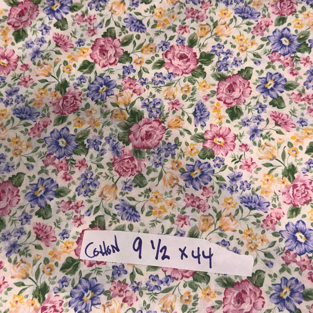 VIP Floral Cotton Fabric - Pink, Purple, Green Blossoms. So by the yard 44X 36. - Picture 4 of 4